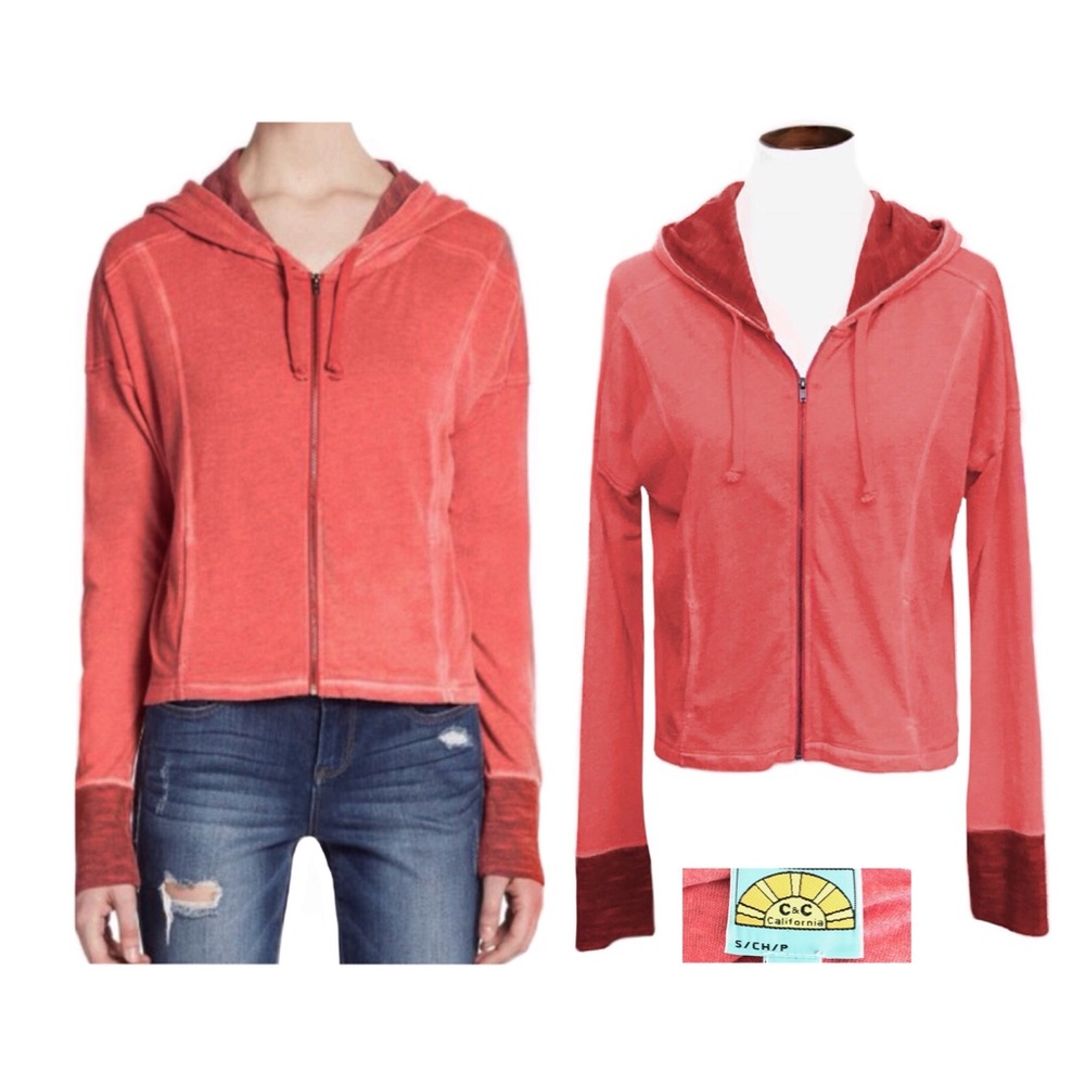 C & C California red zip up hoodie